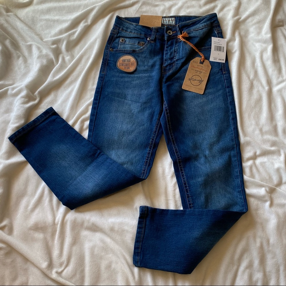 NWT Weatherproof Vintage Dark Wash Kid Girls Straight Fit Jeans Sz 8 Back School